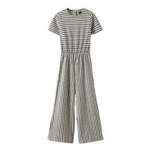 Zara Girls Striped Wide Leg Jumpsuit 11/12 100% Cotton Navy Blue & White/Cream